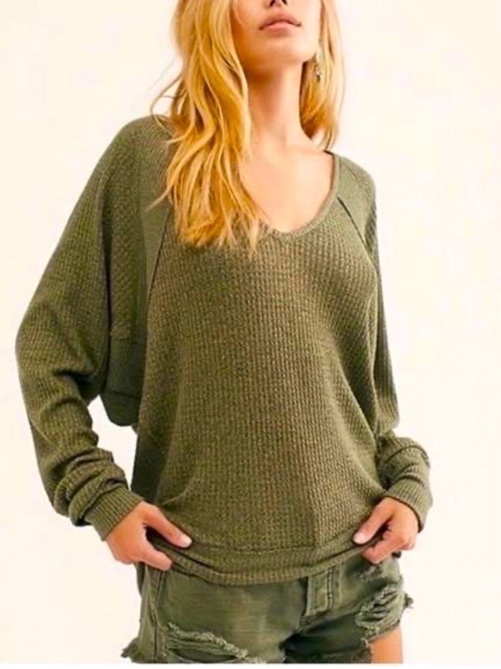 Free People Waffle Knit Tank Top in Olive, Black, White & Purple Oversized NWT!